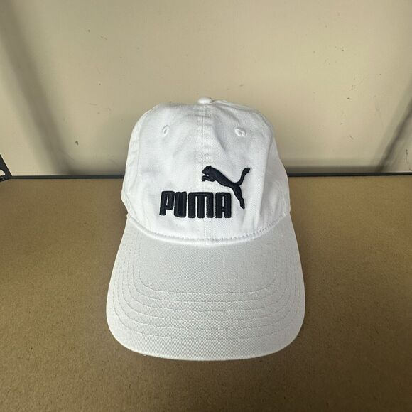 Puma Hat Cap Strapback White Black Logo Adult Adjustable Golf Style - Picture 1 of 5